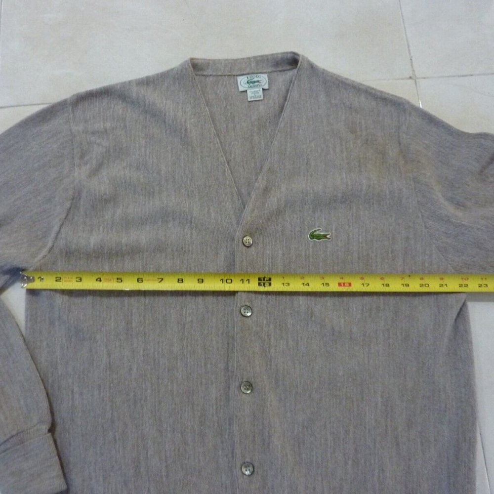 Vintage Izod Lacoste Sweater Mens Large L USA Made Button Front GREY - Picture 4 of 6